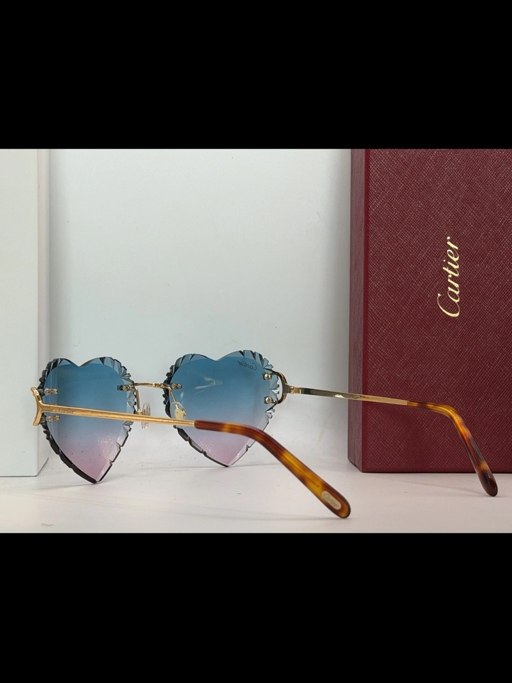 BeautifulCartier CT0092O Custom Heart Gradient Rimless Sunglasses orig. box case - Picture 5 of 9